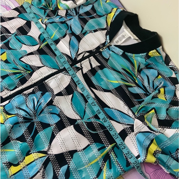 NWOT Alfred Dunner Zip-Up BlueWhite Tropical print Casual bomber Jacket … - Picture 11 of 14